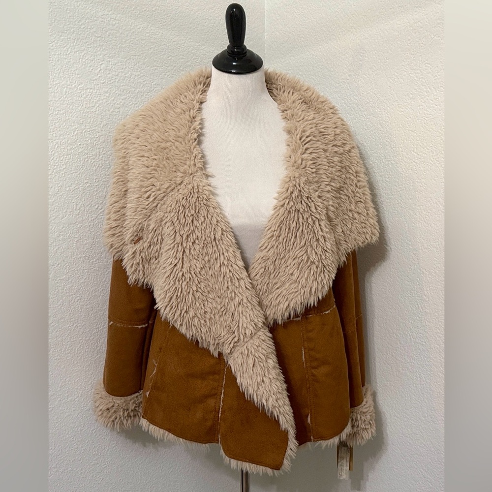 American Rag Brown and Cream Faux Fur Jacket